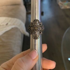 Vintage Sterling Silver Religious Cross Filagree Ring